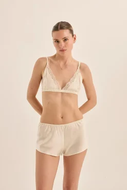 Opal Ivory Pure Silk Bra and Short Set