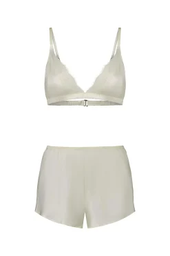 Opal Ivory Pure Silk Bra and Short Set