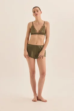Opal Olive Pure Silk Bra and Short Set