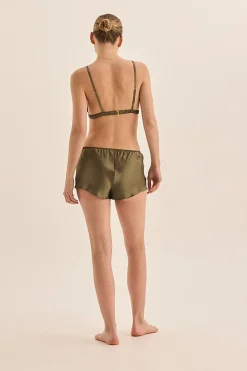Opal Olive Pure Silk Bra and Short Set