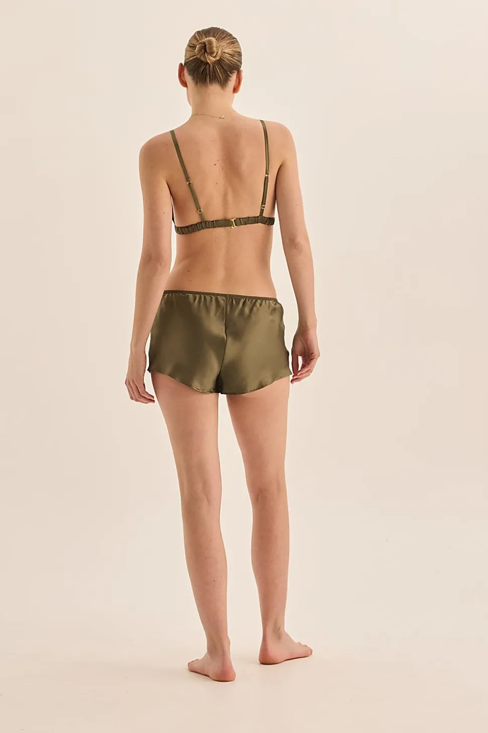 Opal Olive Pure Silk Bra and Short Set