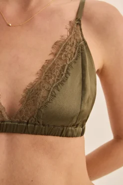 Opal Olive Pure Silk Bra and Short Set