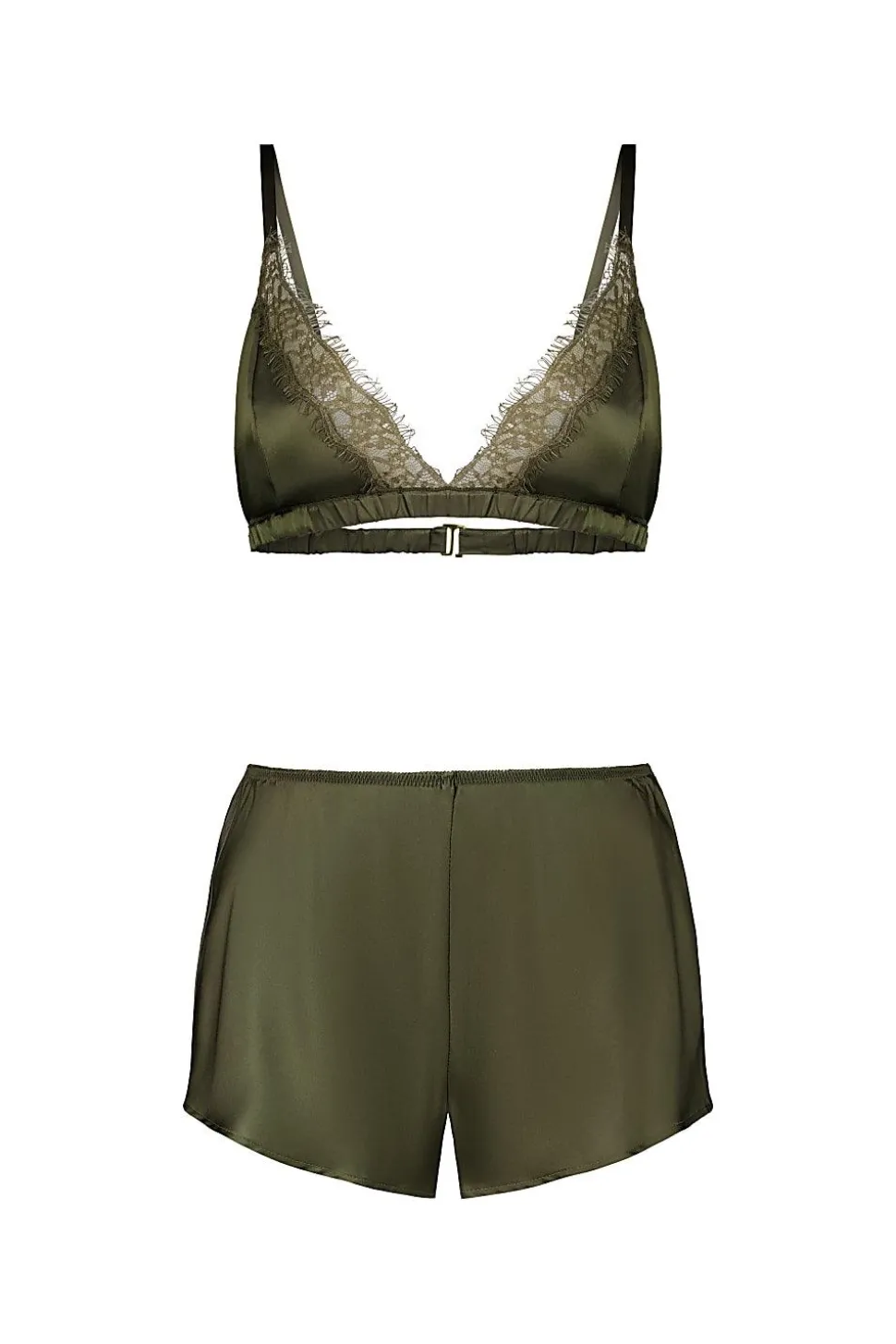 Opal Olive Pure Silk Bra and Short Set