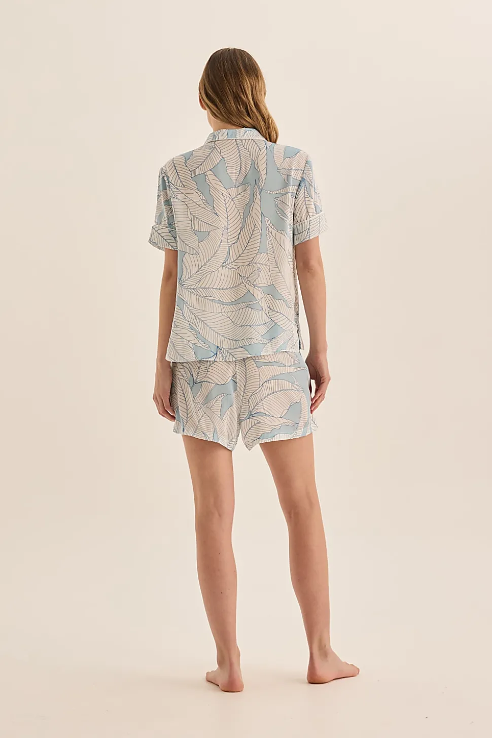 Quinn White Blue Satin Short Set