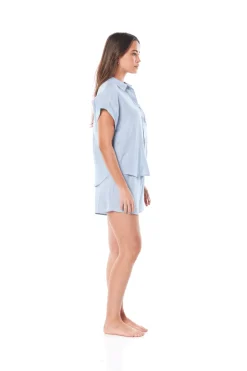 Renata Blue Linen Short Set