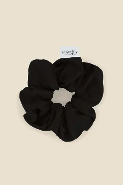 Serene Pure Silk Black Scrunchie