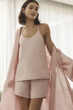 Sofia Pink Linen Cami and Short Set