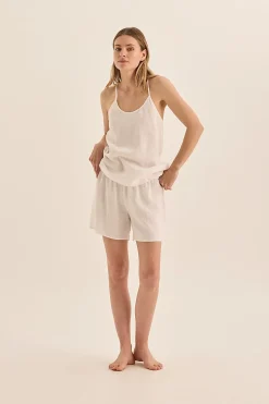 Sofia White Linen Cami and Short Set