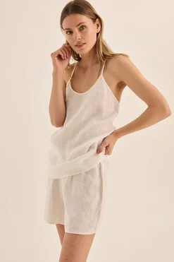 Sofia White Linen Cami and Short Set
