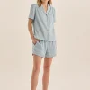 Sonia Blue Satin Short PJ Set