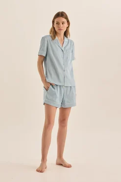 Sonia Blue Satin Short PJ Set