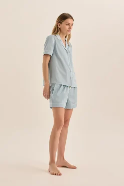 Sonia Blue Satin Short PJ Set