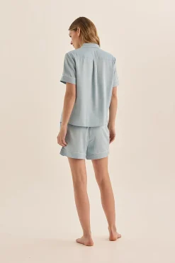 Sonia Blue Satin Short PJ Set