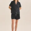 Sonia Navy Satin Short PJ Set