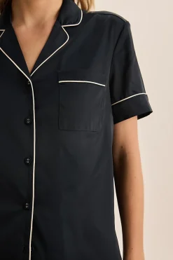 Sonia Navy Satin Short PJ Set