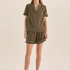 Sonia Olive Satin Short PJ Set