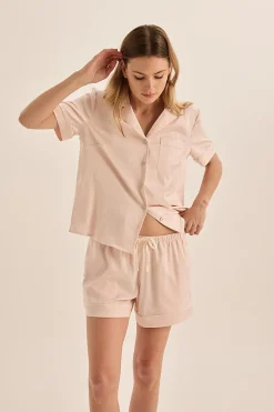 Sonia Pink Satin Short PJ Set