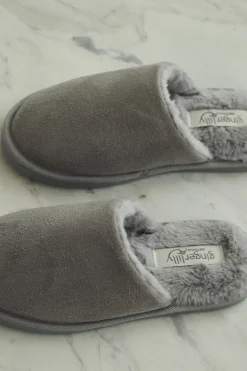 St Moritz Mock Suede Slipper Grey