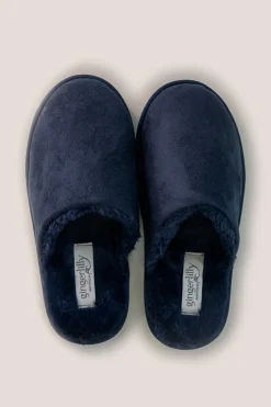 St Moritz Mock Suede Slipper Navy