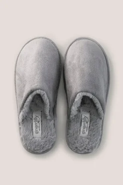 St Moritz Mock Suede Slipper Grey
