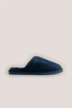 St Moritz Mock Suede Slipper Navy