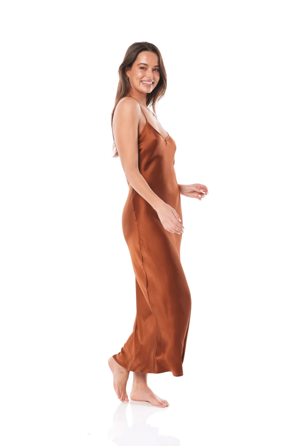 Summer Brown Satin Dress