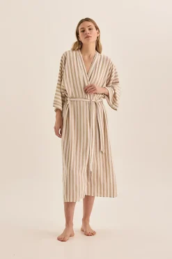 Sunny Natural Stripe Linen Robe