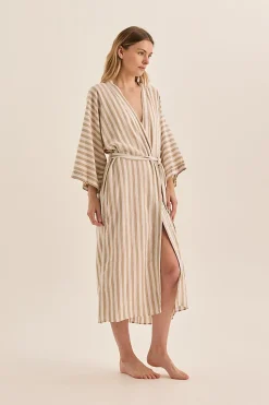 Sunny Natural Stripe Linen Robe