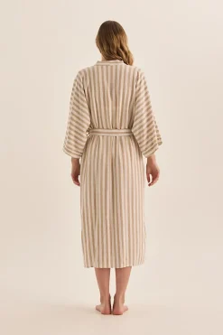 Sunny Natural Stripe Linen Robe