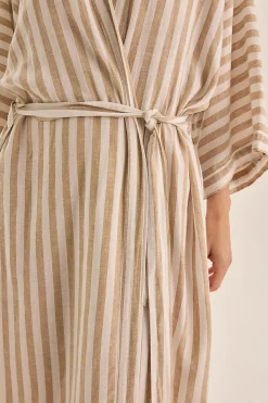 Sunny Natural Stripe Linen Robe