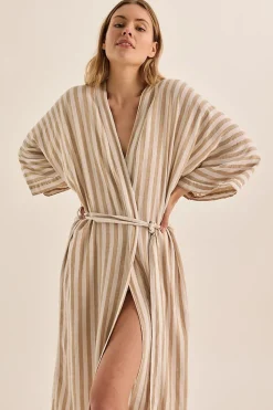 Sunny Natural Stripe Linen Robe