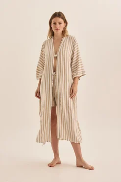 Sunny Natural Stripe Linen Robe