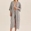 Sunny Navy Stripe Linen Robe
