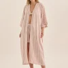 Sunny Pink Stripe Linen Robe