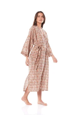 Suri Cotton Coffee Zig Zag Robe