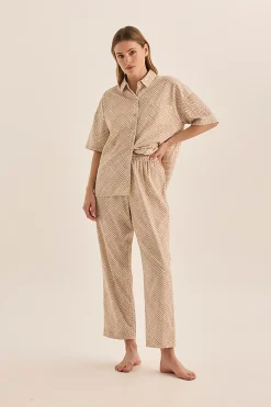 Telisha Natural Geo Cotton PJ Set