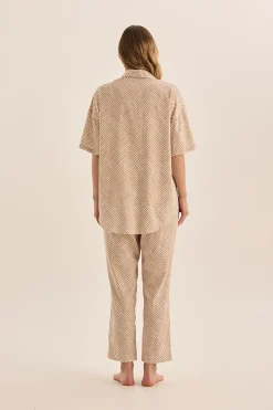 Telisha Natural Geo Cotton PJ Set