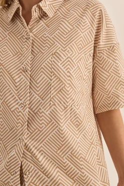 Telisha Natural Geo Cotton PJ Set