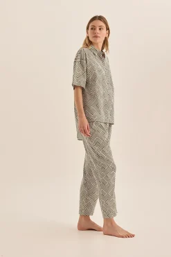 Telisha Olive Geo Cotton PJ Set