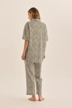 Telisha Olive Geo Cotton PJ Set