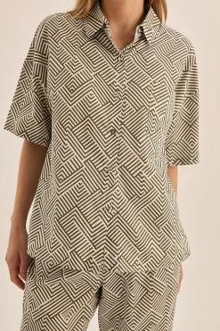 Telisha Olive Geo Cotton PJ Set