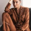 Titiana Brown Satin Long PJ