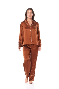 Titiana Brown Satin Long PJ
