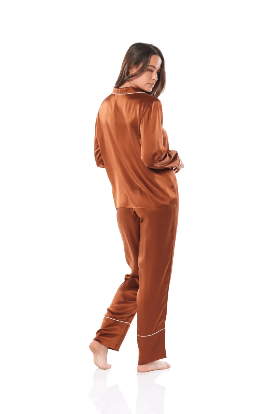 Titiana Brown Satin Long PJ